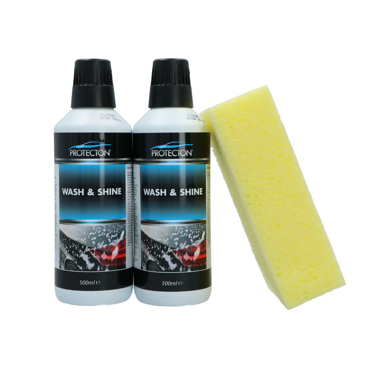 Kit 2 Shampoings 500ml + éponge nettoie et fait briller wash and shine