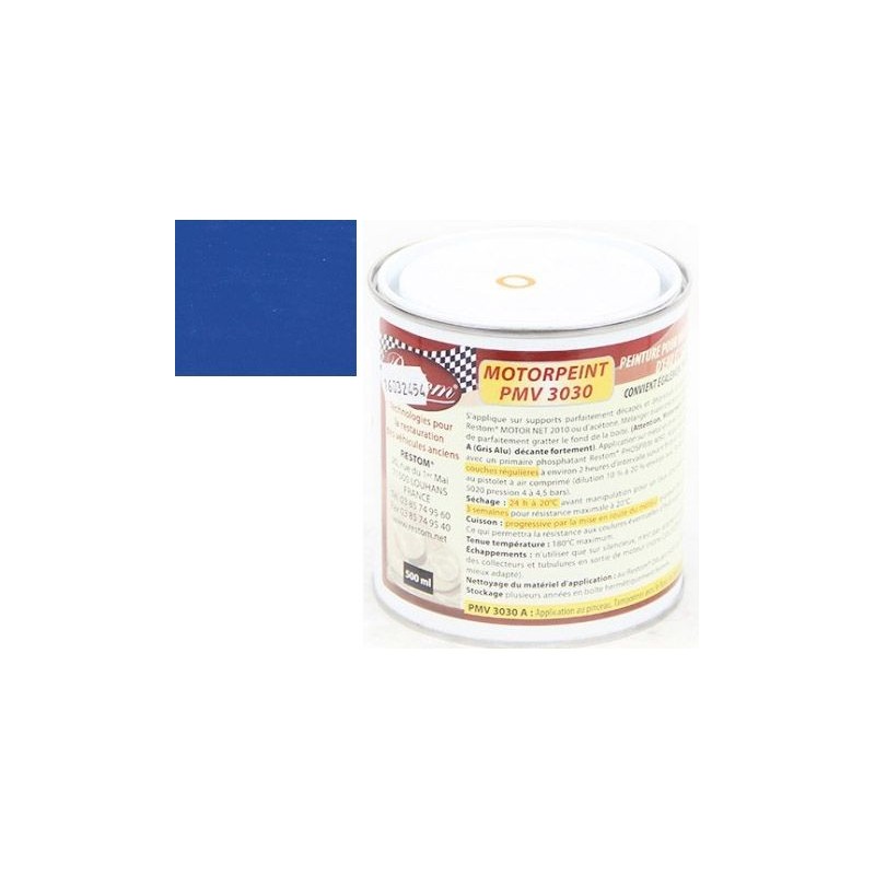 PEINTURE ANTICORROSION POUR MOTEUR RAL BLEU VIF FORD AVANT 1966 ( BF / BLEU FORD ) 500 ML MotorPeint PMV 3030 RAL 5005 Restom