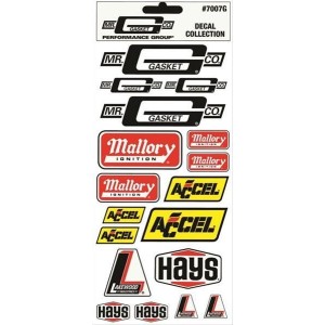 ASSORTIMENT AUTOCOLLANTS DECAL ASSORTMENT W/HANG TAB Mr Gasket 7007G