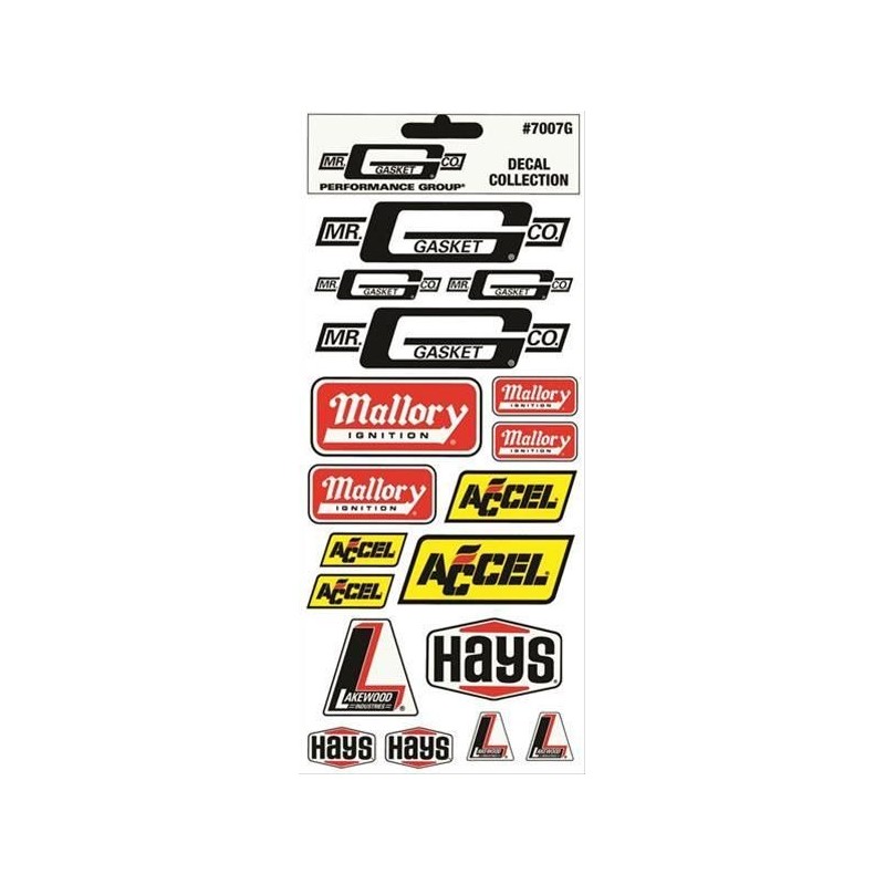 ASSORTIMENT AUTOCOLLANTS DECAL ASSORTMENT W/HANG TAB Mr Gasket 7007G