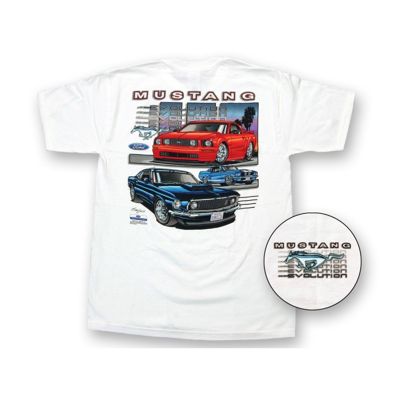 FORD MUSTANG 1964-2015 T-SHIRT FORD MUSTANG EVOLUTION TAILLE LARGE t-shirt ford mustang evolution SCOTT DRAKE TS-E-L