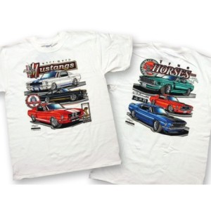 FORD MUSTANG 1964-2015 T-SHIRT MUSTANG RACE / TRUE HORSE TAILLE LARGE t-shirt mustang race bred and true horses SCOTT DRAKE TS-2