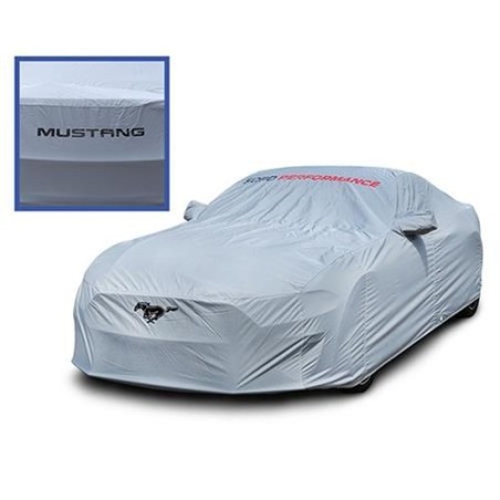 FORD MUSTANG 2015-2023 HOUSE DE PROTECTION GRISE AVEC LOGO Ford Performance Parts Car Covers M-19412-M8FP