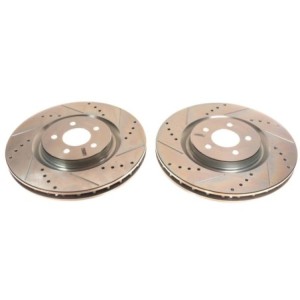 FORD MUSTANG 2007-2014 V8 302 330 PAIRE DE DISQUES DE FREIN AVANT 14 POUCES PowerStop Evolution Drilled and Slotted Rotors AR818