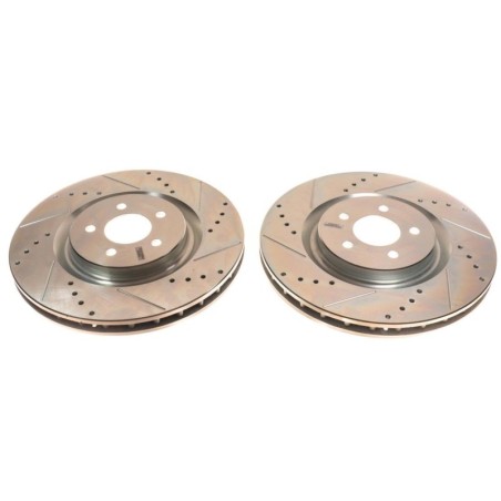 FORD MUSTANG 2007-2014 V8 302 330 PAIRE DE DISQUES DE FREIN AVANT 14 POUCES PowerStop Evolution Drilled and Slotted Rotors AR818